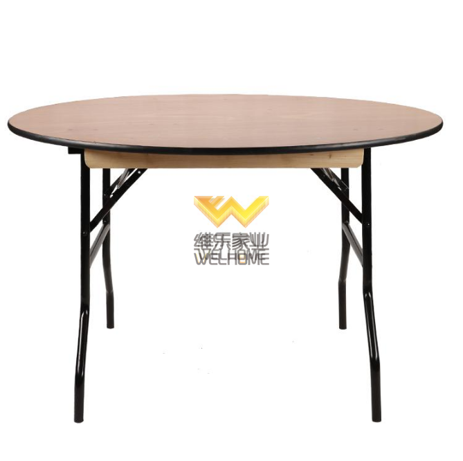Round plywood folding table for event/restaurant
